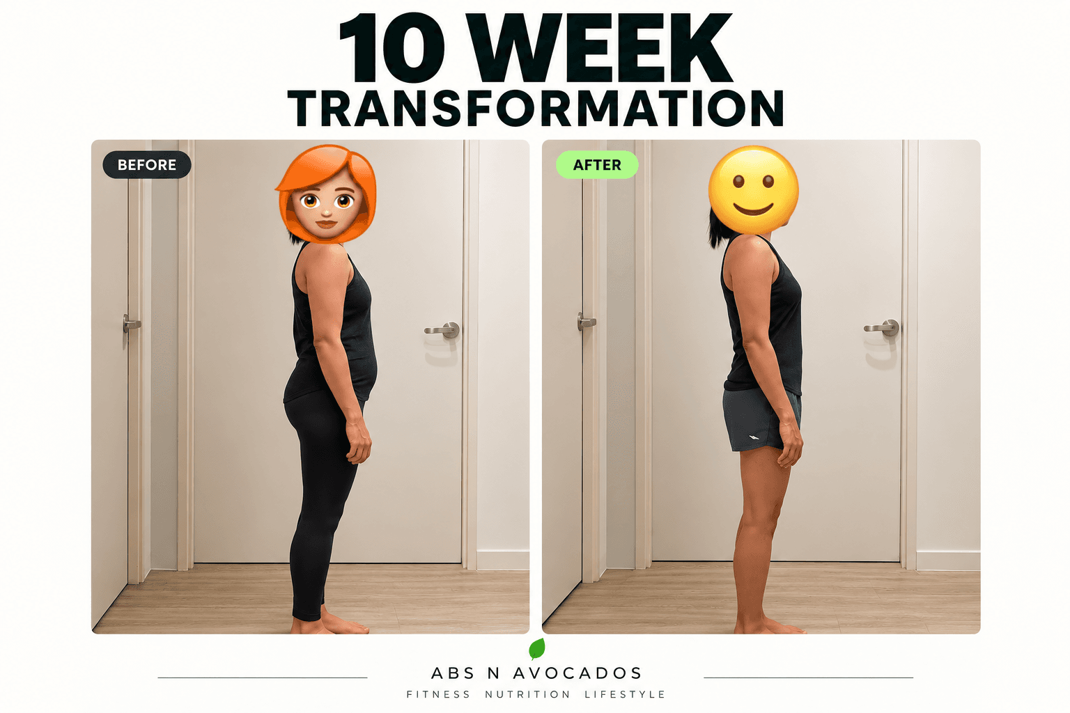 Actual client before and after a 10-week coaching journey