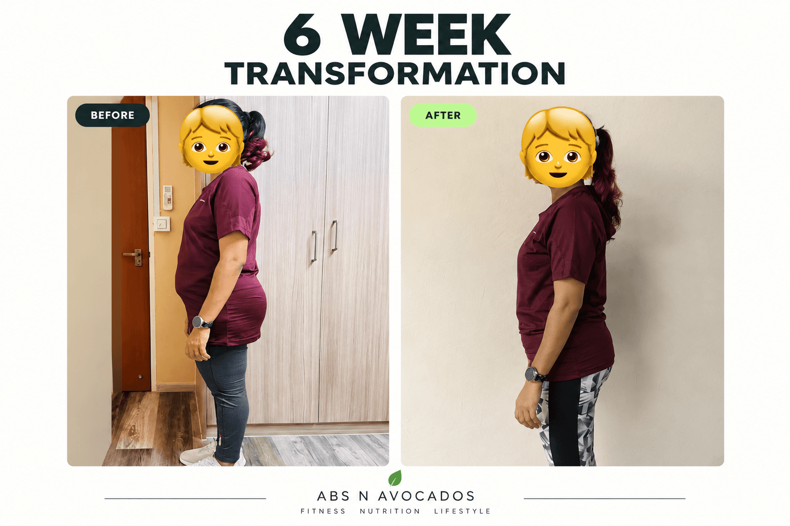 Actual client before and after another 6-week coaching journey